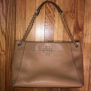 Tory Burch “McGraw” Chain Shoulder Slouchy Tote